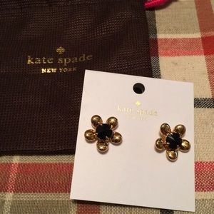 Kate spade black gem flower earrings NWT